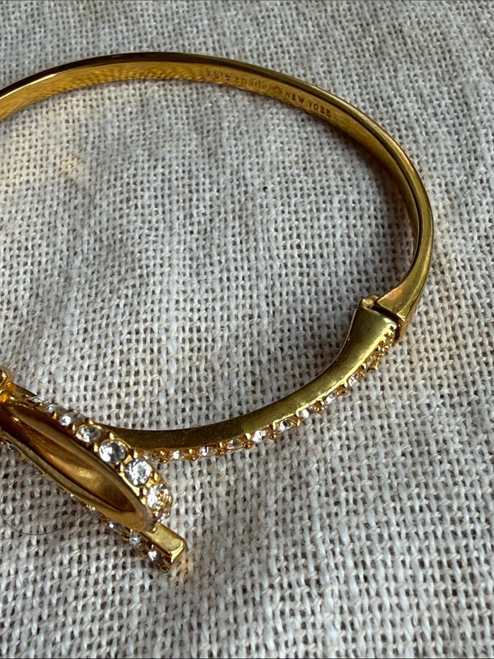 Kate Spade Gold Bow Crystal Hinged Bangle Bracelet